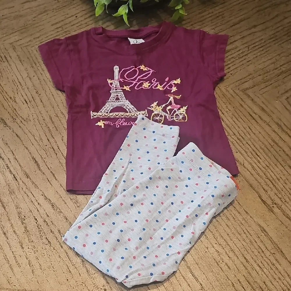 Paris T Shirt And Polka Dot Legging Set 4T